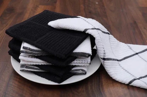 Vista 6 de AMOUR INFINI Juego de 8 paños de cocina para lavar platos, altamente absorbentes, súper suaves, trapos reutilizables de secado rápido para limpiar