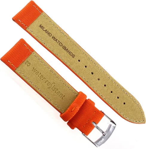 Vista 5 de 0.787 in Milano Mens Orange Techno Canvas Texture Stitched Sport Watch Band 2778