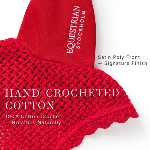 Vista 4 de Equestrian Stockholm Horse Ear Bonnet, Fly Protection Noise-Muffling Design Red