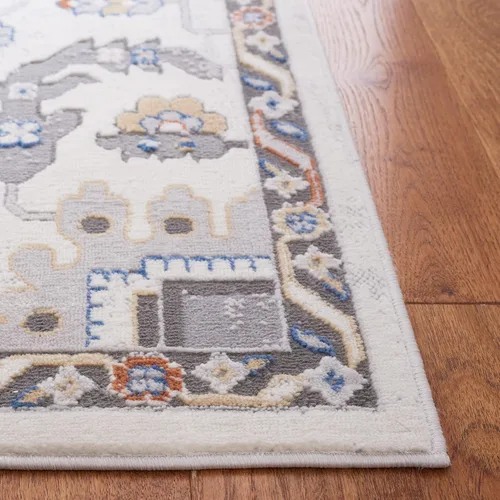 Vista 4 de SAFAVIEH Eternal Collection ETL226A - Alfombra de pasillo, 2 pies 2 pulgadas x 8 pies, color marfil y gris, diseño floral, no desprende pelusa