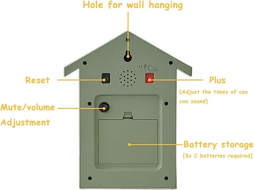 Vista 5 de Reloj de cuco de cuco con quimero y péndulo, voz de pájaro natural o llamada de cuco, reloj Coo Coo para arte de pared, hogar, sala de estar