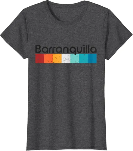 Vista 4 de Barranquilla Colombia - Camiseta de diseño vintage de estilo retro, Blanco, S