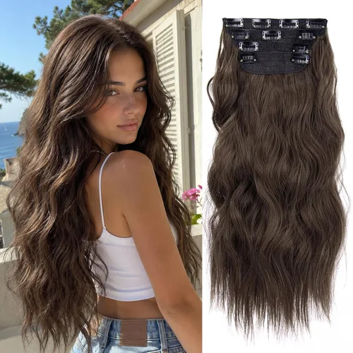 Vista 28 de Extensiones de cabello lacio con clip, suaves y gruesas (20 pulgadas, 4 unidades, 16H613#)
