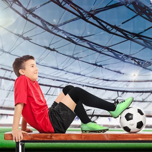 Vista 5 de GRPSKCOS Calcetines de fútbol blancos y negros, 2 pares, para deportes de equipo, atléticos, fútbol, béisbol, calcetines largos para jóvenes, niños