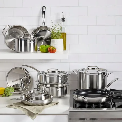 Vista 9 de Cuisinart Juego de utensilios de cocina de 15 piezas, multiclad Pro triple capa, plateado, MCP-15N