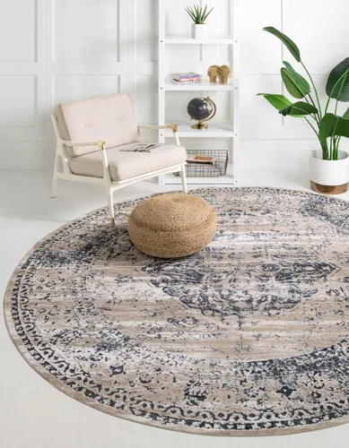Vista 17 de Unique Loom Chateau Collection - Alfombra de área - Hoover (2' 2" x 3' 1" rectangular, azul oscuro/beige)