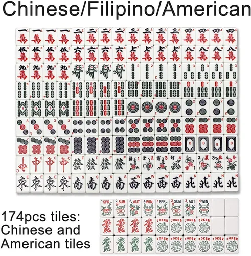 Vista 3 de Mesa de comedor automática Mahjong de 4 patas estilo americano con 4 cajones, viene con 2 juegos de azulejos numerados de 1.575 pulgadas, cubierta