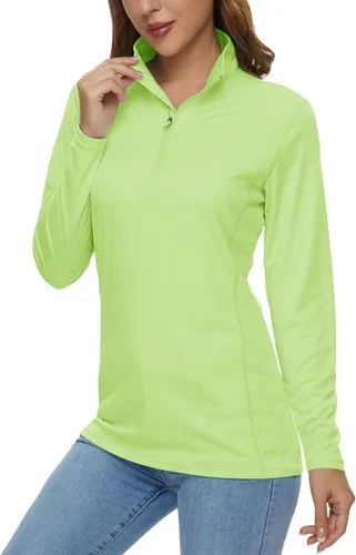 Vista 26 de MAGCOMSEN Camiseta de manga larga para mujer, con cremallera de un cuarto 01-Negro