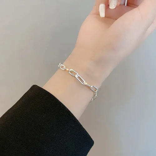 Vista 3 de Silver Link Bracelet, Silver Adjustable Chain Bracelets, Dainty Sparkle Chain Bracelet Jewelry for Women