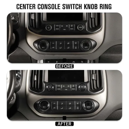 Vista 7 de Jimen Compatible con Chevrolet Colorado/GMC Canyon 2014-2022, 8 piezas de botón de CA de volumen de audio de consola central, intermitente e Negro