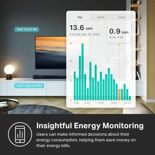 Vista 5 de Kasa Smart Enchufe inteligente, compatible con Matter, monitoreo de energía, diseño compacto, 15A/1800W máx., configuración súper fácil, funciona