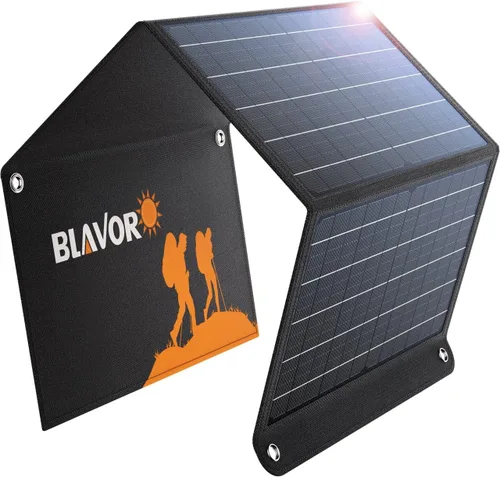 Vista 8 de BLAVOR Cargador solar portátil de 10 W (5 V/2 A máximo), pequeño panel solar plegable con salidas USB-C USB-A compatibles con tableta de teléfono
