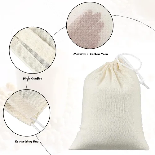 Vista 5 de MyLifeUNIT Bolsa de sopa, bolsa de malla de algodón para tamaño grande 10" x 12", juego de 4