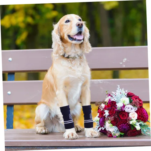 Vista 7 de Kisangel 4 fundas de punto para coderas de perro, transpirables, calentadores de piernas para perros, protectores elásticos para articulaciones