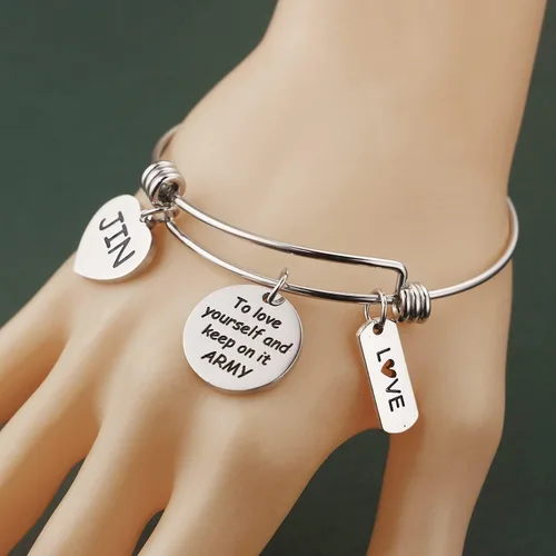 Vista 2 de Bangtan - Pulsera de regalo para niños Kpop Bangtan, pulsera de amor a ti mismo, pulsera de Bangtan para niños, regalo de grupo Kpop para fanáticos