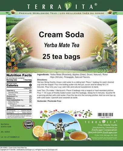 Vista 2 de Crema Soda Yerba Mate Tea (25 bolsitas de té, ZIN: 550653)
