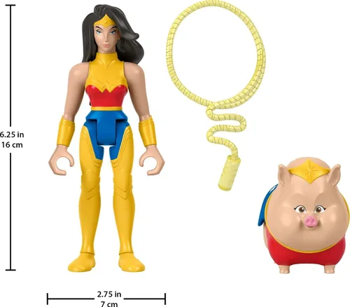Vista 4 de Fisher-Price DC League of Super-Pets Juguetes preescolares Wonder Woman y PB Juego de figuras posables para juegos de simulación para niños a partir