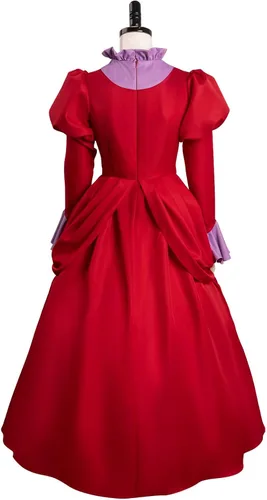 Vista 3 de Eusnady Disfraz de señora Tremaine para disfraz de madrastra malvada, disfraz de cosplay rojo para adultos, mujeres, fiesta de Halloween
