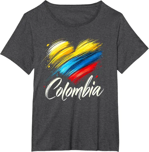 Vista 27 de Camiseta de orgullo colombiano con corazón de la bandera de Colombia