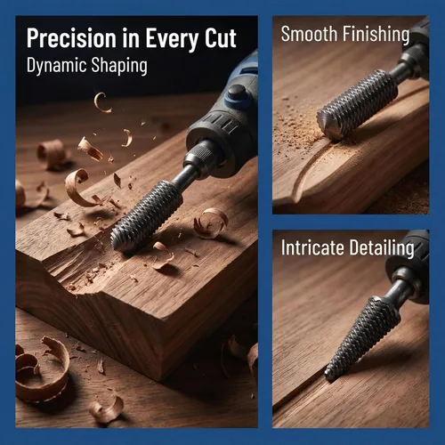 Vista 4 de OIIKI 5 PCS Woodworking Twist Drill Bits, Wood Carving File Rasp Drill Bit Black Drill Bits with 1/4" Shank Tool Rasp Chisel Shaped Rotating