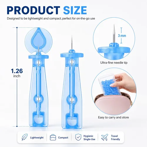 Vista 6 de 50 parches desechables para espinillas de hidrocol y 72 puntos de aguja para acné Ultrafine Pimple Popper Needle Clear Blemishes Milia; Calendula