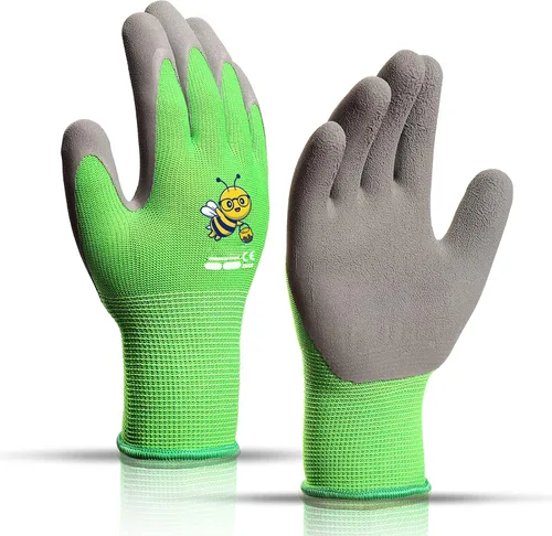 Vista 17 de KDK Guantes de jardinería para niños de 3 a 5 años, guantes de trabajo de patio para niños pequeños, jóvenes, niñas, niños, guantes de goma