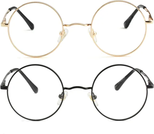 Vista 10 de Kursan Pequeñas gafas redondas claras sin prescripción del marco del círculo de los vidrios 01 Dorado