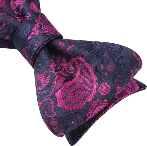 Vista 26 de HISDERN Pajaritas para hombre, corbatín de cachemira para hombre, corbata de lazo y bolsillo cuadrado, juego formal de esmoquin para boda