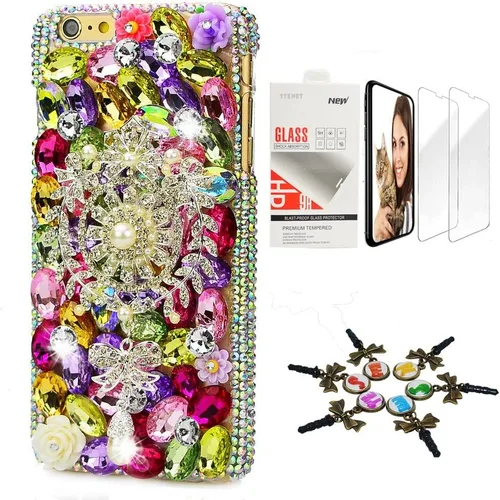 Vista 5 de Bling Case SSiPCDwSPSeries-20 - Funda con tapa y cristales brillantes, diseño 3D hecho a mano
