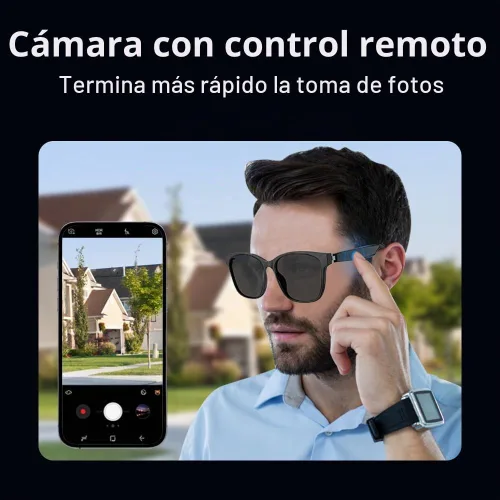 Vista 4 de Gafas de sol inteligentes con audio Bluetooth con altavoces, protección UV400, lentes de bloqueo de luz azul para hombres y mujeres Uf-09