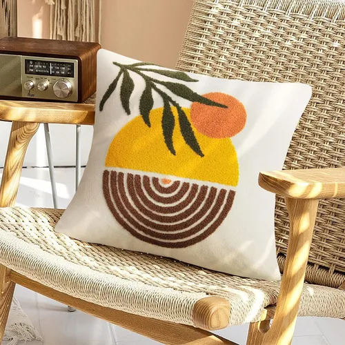 Vista 13 de Merrycolor Fundas de almohada abstractas de estilo bohemio coloridas con líneas de cara de mujer, lindas fundas de almohada estéticas de mediados