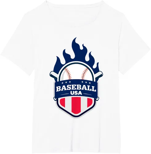 Vista 80 de Baseball USA Support the Team Shirt - Camiseta con la bandera de Estados Unidos, Blanco, S