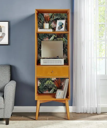 Vista 5 de HAOKHOME Papel tapiz removible con diseño floral de selva para despegar y pegar, papel de pared de vinilo negro/verde/rojo, papel de contacto, 17.7