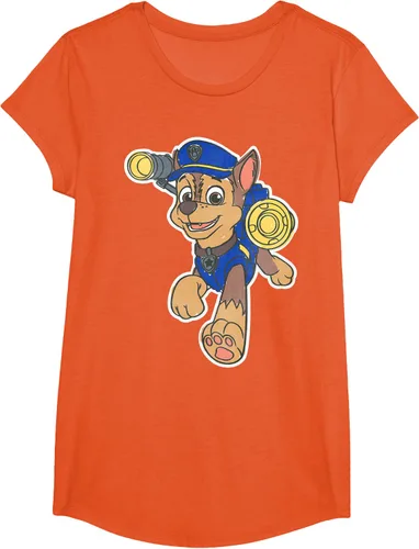Vista 77 de Paw Patrol Chase Character Patch - Camiseta negra de manga corta con cuello redondo y ajuste clásico, talla S Negro