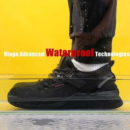 Vista 2 de Zapatos de punta de acero impermeables para hombres y mujeres, zapatos de trabajo ligeros, zapatillas de seguridad cómodas a prueba de pinchazos