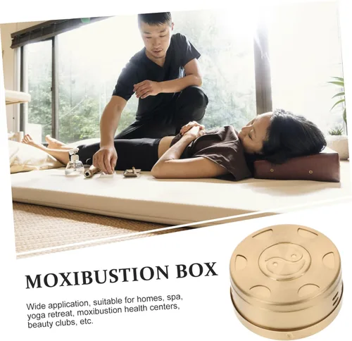 Vista 4 de Holibanna Caja portátil de moxa de cobre para Moxibustión sin humo, quemador de moxibustión, tapa desmontable para terapia de calor y alivio