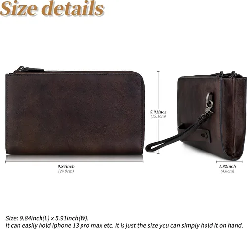 Vista 3 de Bolso de mano de mano para hombre de cuero genuino carteras bolso de lujo monederos