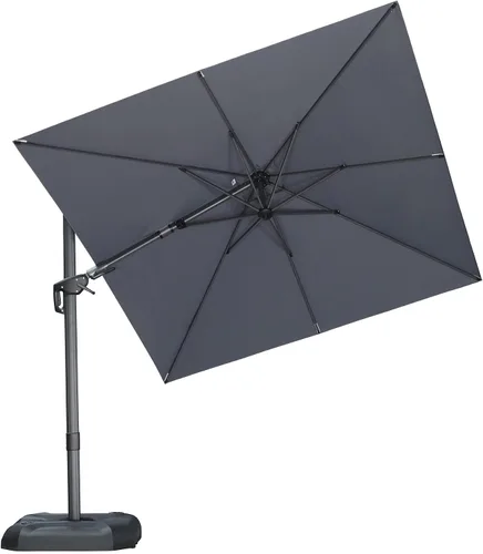 Vista 99 de PURPLE LEAF Sombrilla de patio de 8 pies para exteriores, sombrilla voladiza cuadrada de aluminio con rotación de 360 grados para jardín, terraza