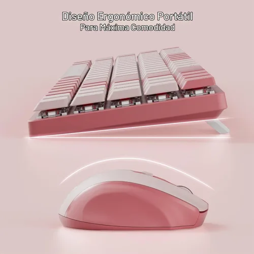 Vista 4 de Redragon BS135 Combo de Teclado y Mouse Inalámbrico, Teclado Mecánico de Bajo Perfil 75% de 78 Teclas 2.4Ghz Inalámbrico con Batería Recargable, Luz
