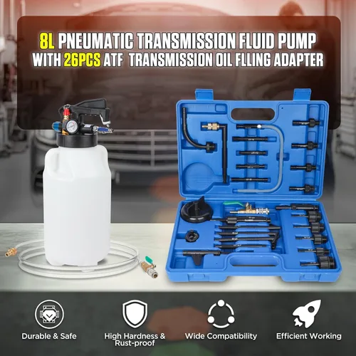 Vista 2 de Kit de Bomba de Transferencia de Líquido de Transmisión de 8L con 26PCS de Adaptadores ATF, Extractor de Aceite Automático y Dispensador Neumático