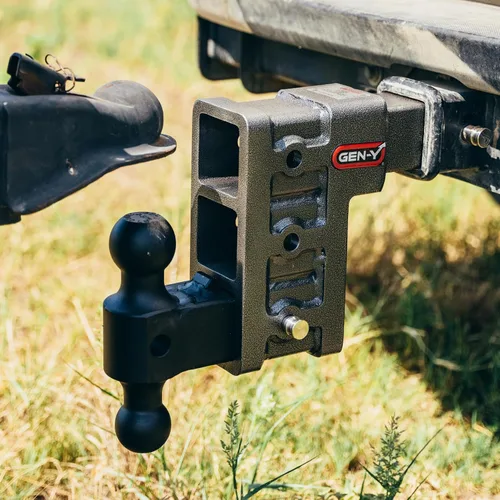 Vista 5 de GEN-Y Hitch Enganche de remolque para receptor de 2.5 pulgadas, caída y elevación de 6 pulgadas con 3 posiciones ajustables, incluye soporte de bola