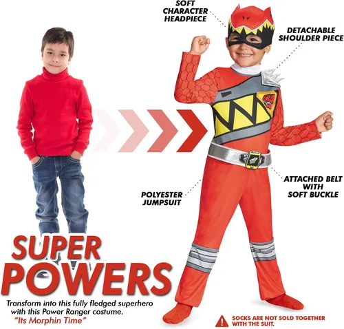 Vista 2 de Disfraz de Ranger Rojo Dino Charge para niño