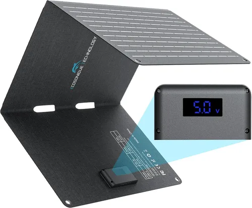 Vista 10 de Ecosonique - Cargador de paneles solares plegables portátiles de 60 W, carga rápida con USB-C PD3.0 USB-A QC3.0 DC 18V Salida ETFE Revestimiento