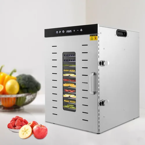 Vista 3 de Deshidratador de alimentos de 16 bandejas de acero inoxidable, máquina secadora de alimentos comerciales para carne seca, carne, frutas, hierbas