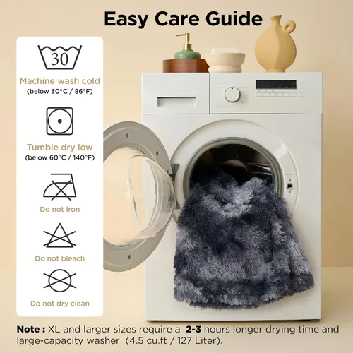 Vista 6 de Bedsure Mantas impermeables para perros grandes, piel sintética esponjosa, 50 x 60 pulgadas Plush Fuzzy Reversible Pet Blankets for Couch and Dog