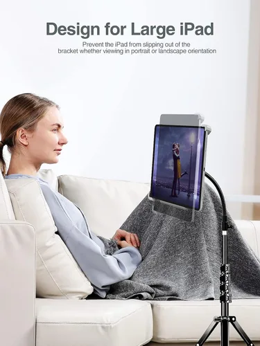 Vista 2 de elitehood Soporte de piso para iPad Pro, trípode de cuello de cisne de 70 pulgadas para iPad Pro 12.9 13 pulgadas, Air 13 11, soporte de trípode