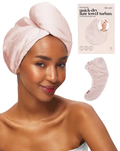 Vista 18 de Kitsch Toalla de pelo de microfibra para mujeres - Negro Ultra Absorbent Microfiber Hair Towels for All Hair Types – Anti-Frizz Hair Wrap Towels