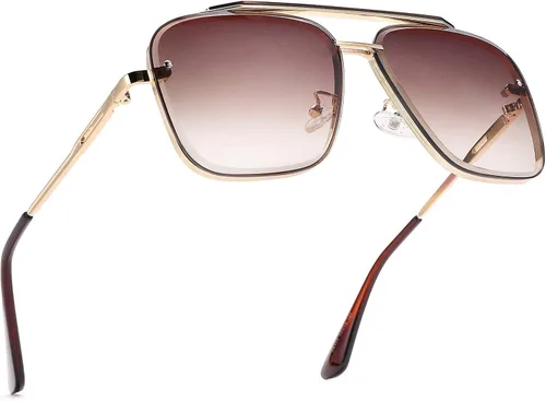 Vista 4 de Pro Acme Navigator Gafas de sol para hombres y mujeres piloto cuadrado doble puente metal Sunnies con lentes mejoradas
