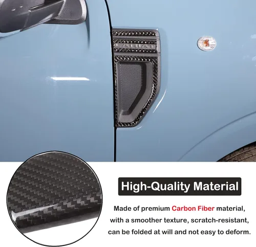 Vista 3 de Cubiertas de ventilaciones laterales del guardabarros del automóvil, tira de moldura compatible con Ford Maverick 2022-2025 2026, fibra de carbono