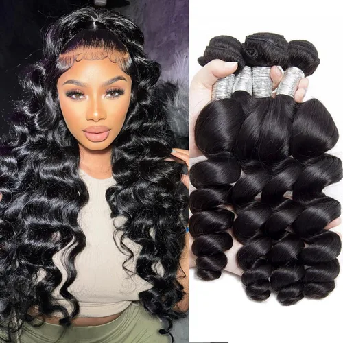 Vista 17 de Extensiones de cabello humano ondulado de 16, 18, 20, 22 pulgadas, grado 10A, extensiones de cabello humano ondulado 100% sin procesar, color negro